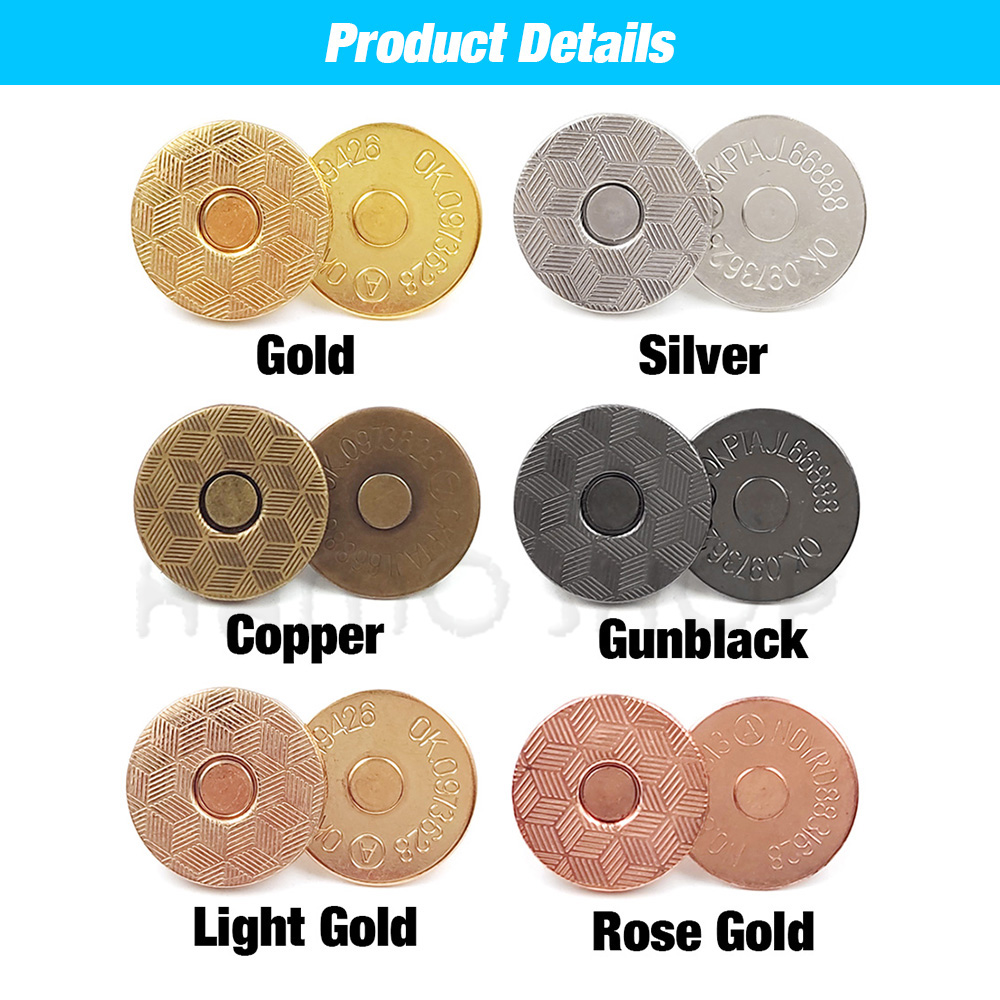 20 zestawów/partia 10mm-18mm guziki magnetyczne torby zapięcie zatrzaski magnes automatyczna adsorpcja cienki portfel przycisk DIY krawiectwo z pudełkiem