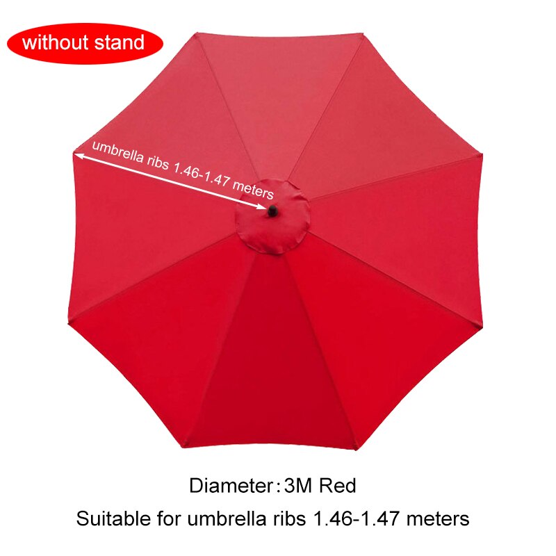 2/2.7/3M Parasol Vervangbare Doek Zonder Stand Outdoor Tuin Patio Banaan Paraplu Cover Waterdicht Zonnescherm Luifel: 3m Red for 8 Ribs