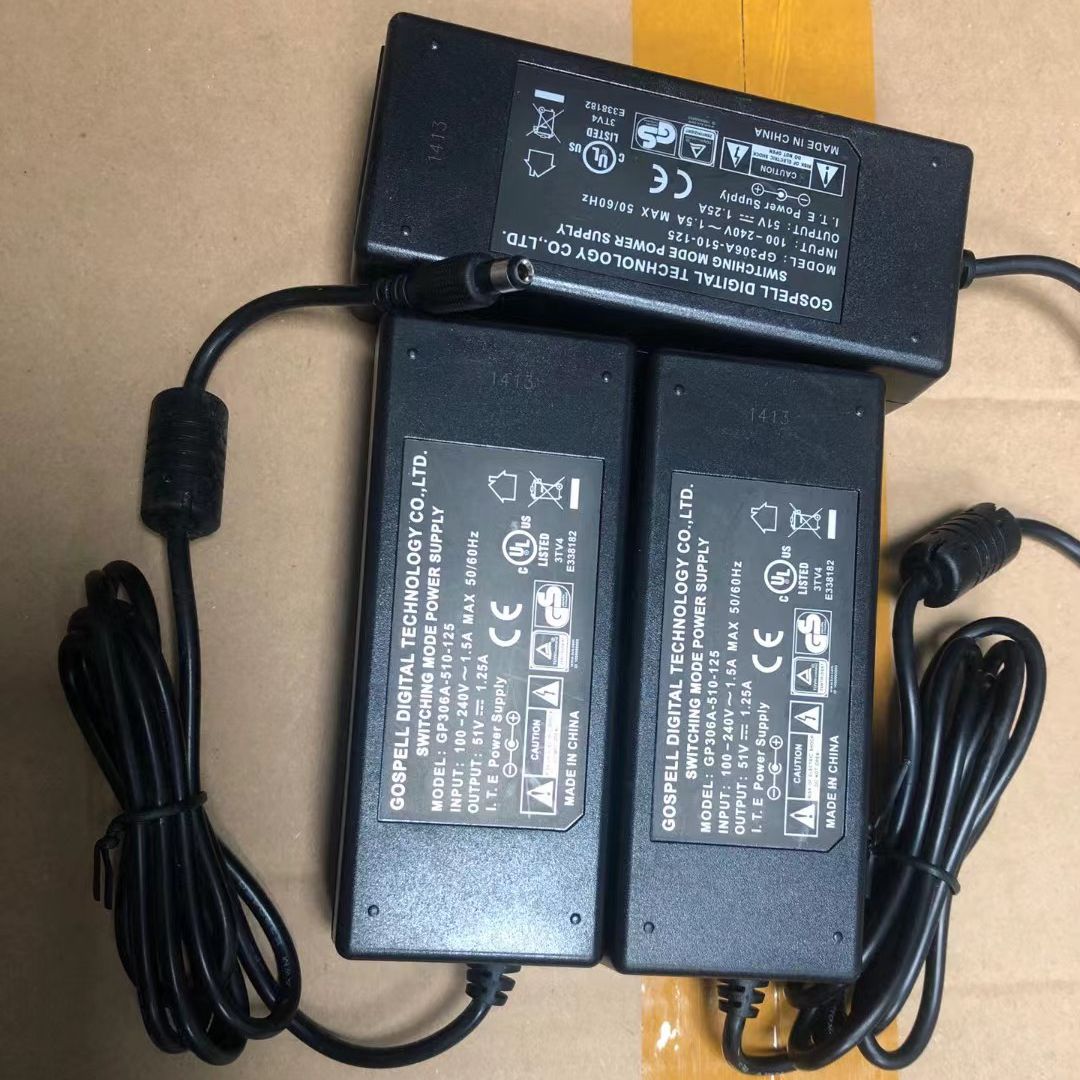 Original GOSPELL 51V 1.25A AC DC Adapter Charger GP306A-510-125 For POE Switch And Laptop Power Supply 5.5x2.5mm