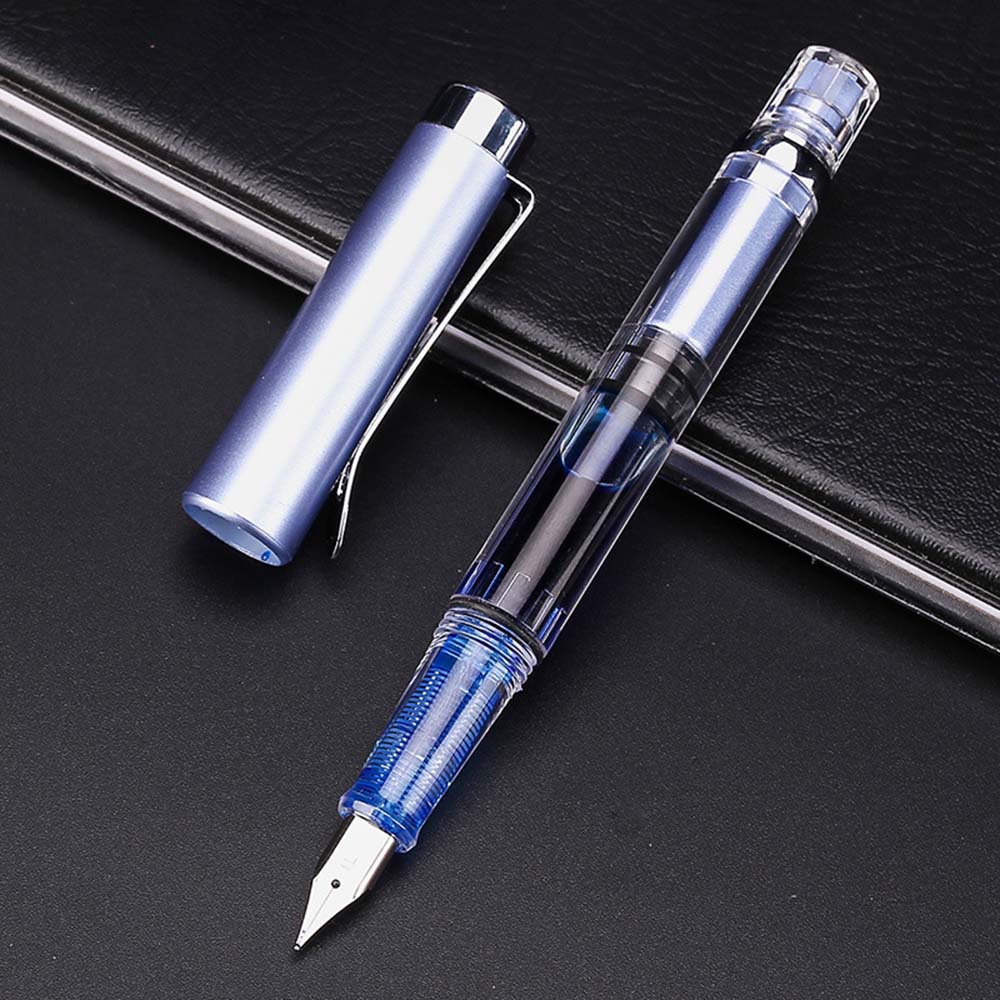 Fountain Pen Piston Transparent Gold/Silver Clip Fine Nib 0.5mm Wing Sung 3008 Fountain Pen: purple