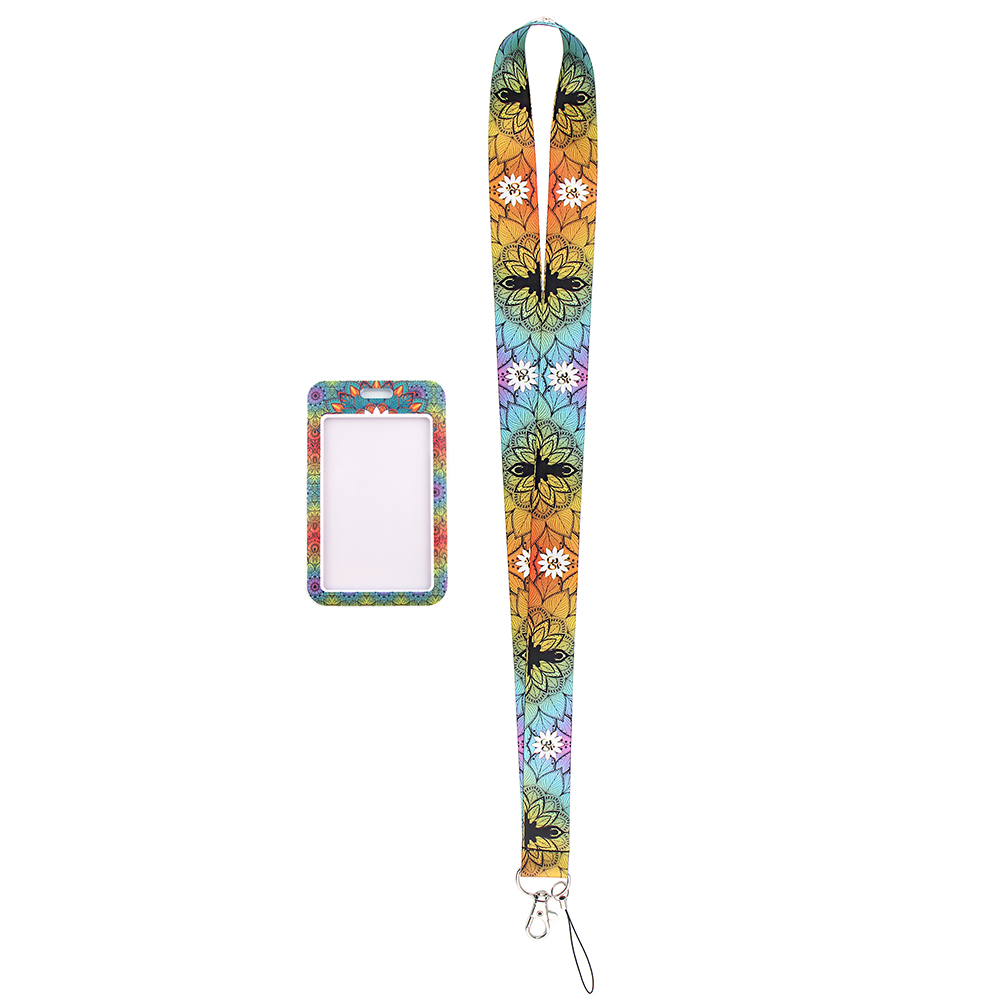 JF468 Lotus Mode Yoga Lanyard Id Badge Houder Bus Pass Case Cover Bank Credit Kaarthouder Strap Kaarthouder