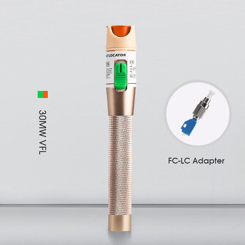 Golden 5km/10km/20km/30km Red light source fiber tester pen visual fault locator compliant st fc sc Connector: 30KM with FC-LC