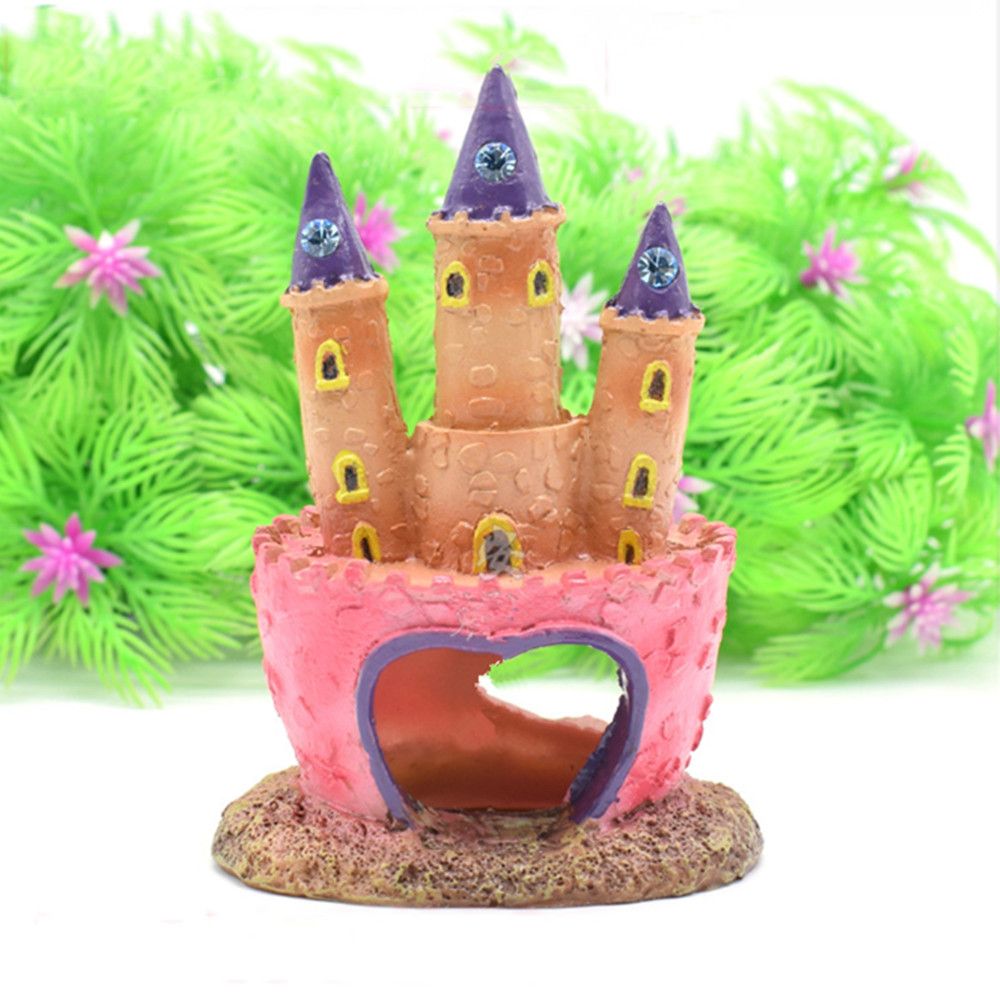 Cartoon Pink Princess Castle Aquariums Decorations Resin Castle Tower Ornaments Fish Tank Aquarium Home Decoration Pet Supplies