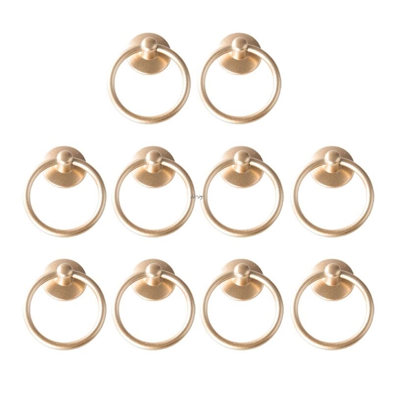 10 Pack Cabinet Knob Cupboard Drawer Pull Handle Dresser Ring Pulls with Screws M2EF: GD