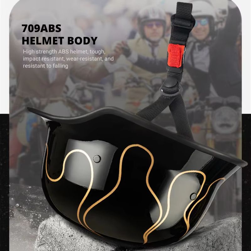 Klassischer deutscher vintage-motorradhelm, retro-halbgesichtshelm für damen und herren, dot-geprüft