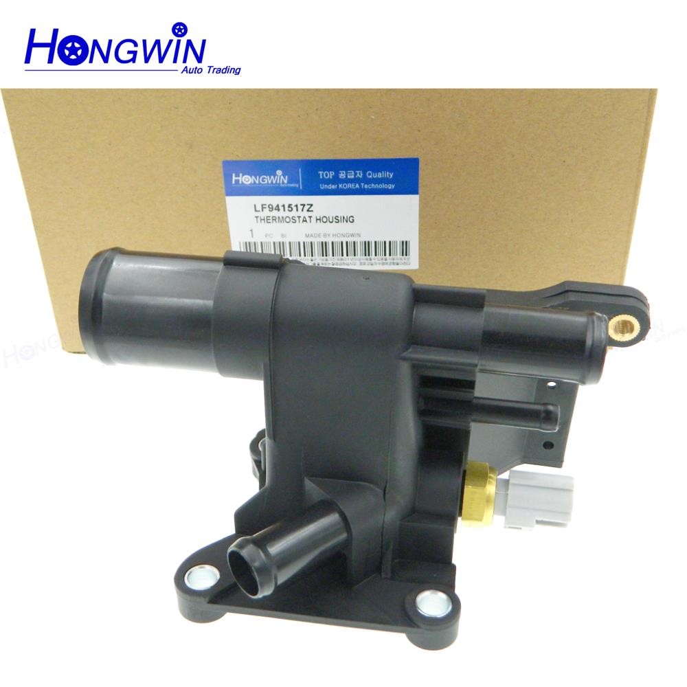 Water Outlet Koelvloeistof Thermostaat Behuizing + Sensor Voor Mmazda 2006 3 6 5 CX-7 2.0 2.3 2.5L LF941517Z LF94-15-17Z