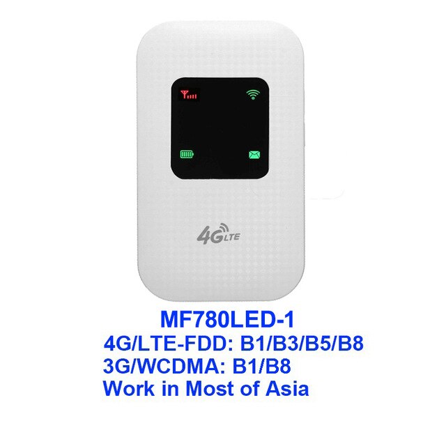 Yizloao Mini Hotspot 4G Lte Breedband Mobiele Router Wifi Modem 150Mbps Data Wifi Draadloze Router Led Display Voor reizen: MF780LED-1