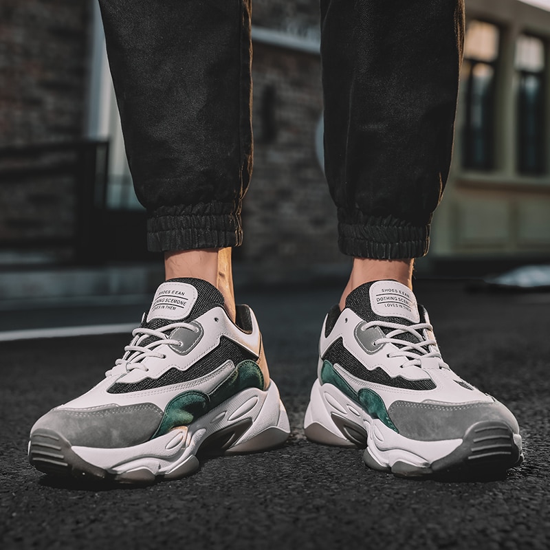 Mænd trænere løb sport gå afslappet sko jogging udendørs sneakers høj stigende bund chunky man sneakers