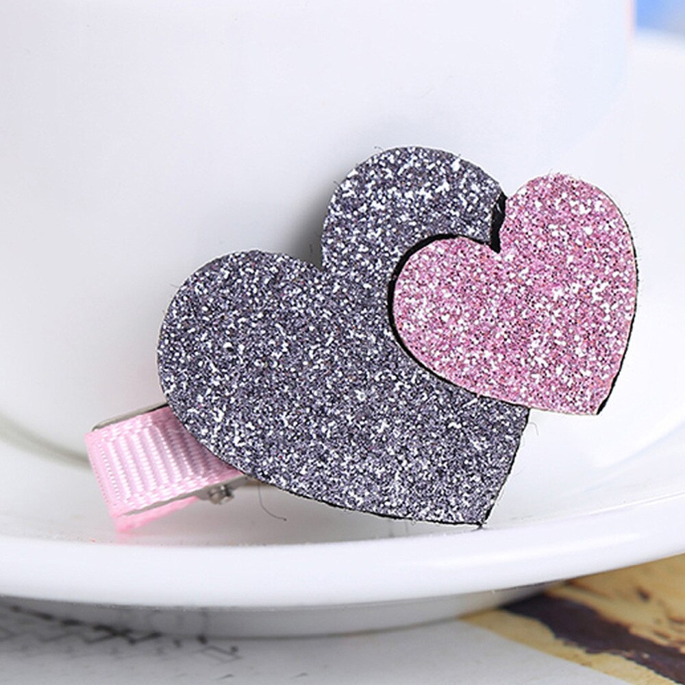 2pcs Baby Headband Girls Toddler Infant Kids Heart Pattern Hairpin Hair Clip Accessories Baby Hair Accessories Шапка Детская: Gray 