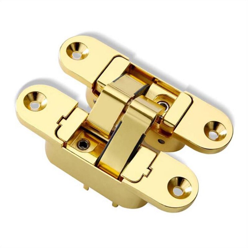 Adjustable concealed door hinge concealed door wooden door folding cross 180 degree hinge concealed door hinge left open: Gold