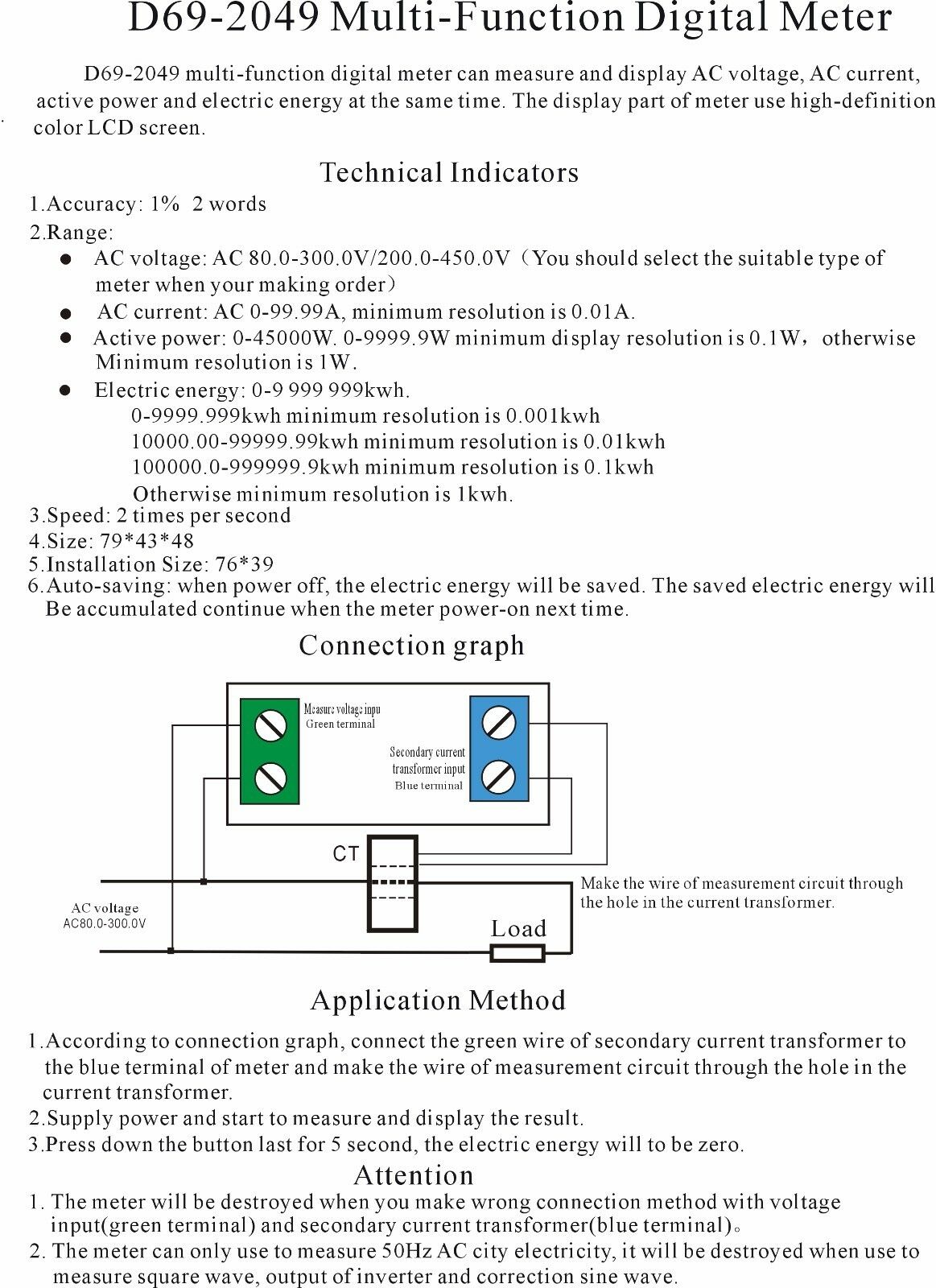Ac 220V ~ 450V 230V 240V Digitale Lcd Led Voltmeter Panel Volt Amp Watt Combo Meter