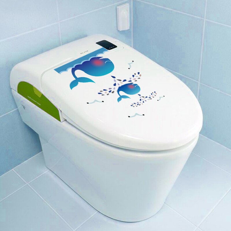 Cartoon cute whale wall stickers living room cupboard Home Decor kids room Decal waterproof Removable toilet stickers decoration