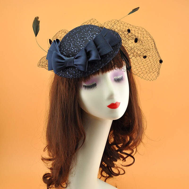 Wedding Bridal Hats Navy Blue bridcage Veil Fascinators headpiece party hair accessories party Hat wedding accessories: Navy Blue