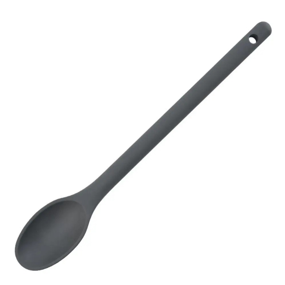 1-teiliger Silikon-Rührlöffel, antihaftbeschichtet, Küchenlöffel, Backlöffel zum Kochen, Rühren, Mischen und Servieren: grau