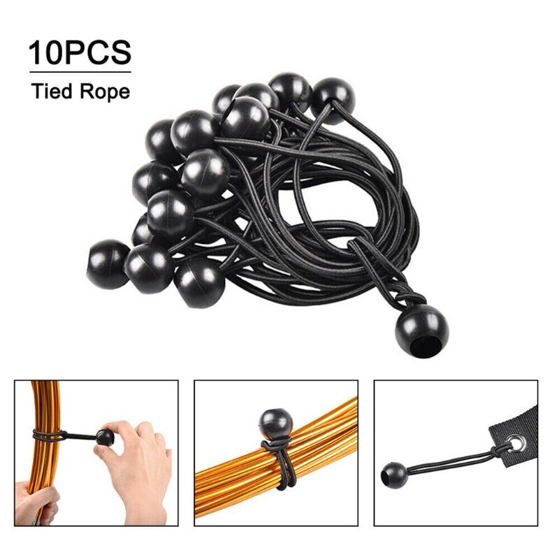 10Pcs Elastische Zeildoek Bungee Ballen Koord Tent Luifel Tarp Vlag Tie Touw Vaste 11UA