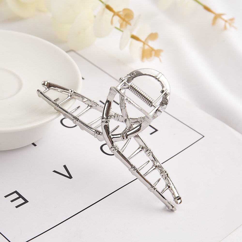 Vrouwen Elegante Gouden Holle Geometrische Metalen Haarklauw Vintage Haarspeldjes Hoofdband Haarspeld Haar Krab Haaraccessoires