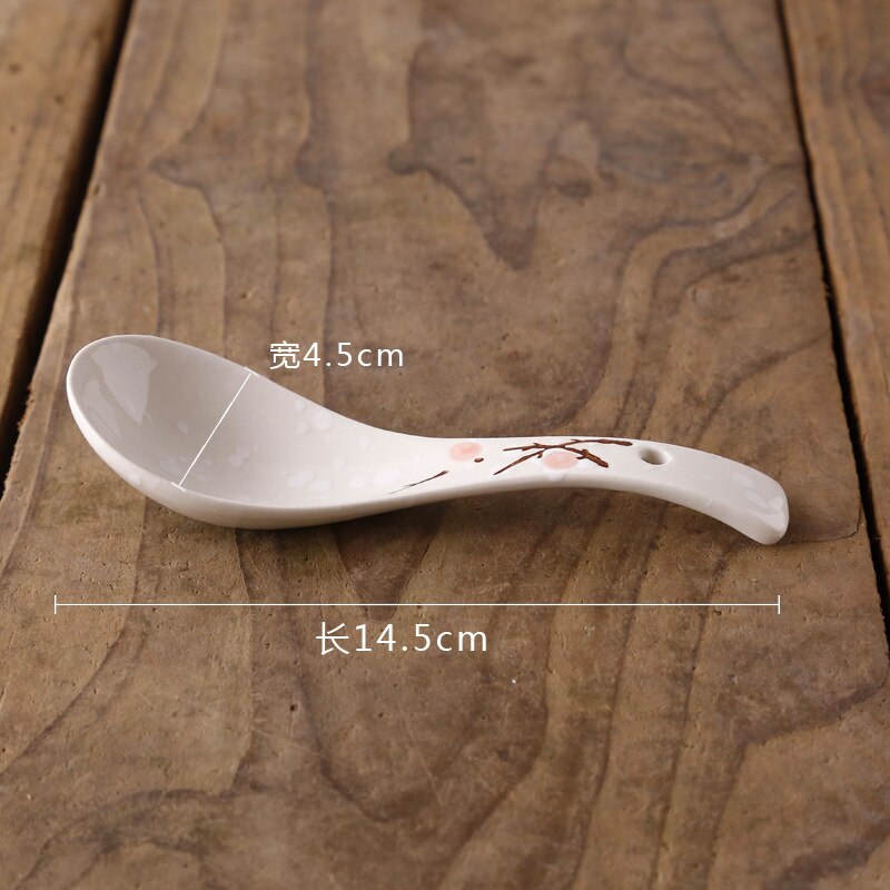 Cuchara de cerámica japonesa para pintar a mano, cuchara de porcelana para sopa, utensilio de cocina, herramienta creativa para agitar leche, vajilla: C