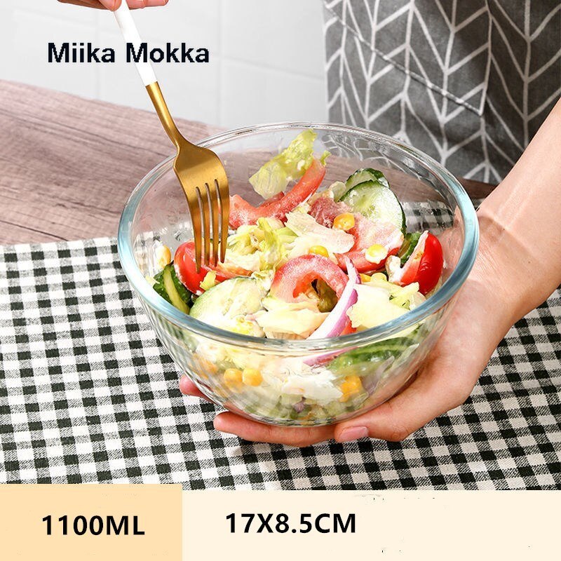 Cuencos de mezcla transparentes, Bol para almacenar recipiente para alimentos de cocina, ensaladas, cuencos para huevos, tazón de cocina de alta capacidad: D  1100ML