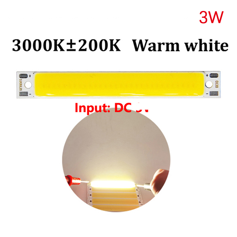 DC 3.7V LED COB Strip 3W Warm White/Cold White COB LED Light Source High Brightness LED Light For DIY Bicycle Work Lamp 60 x 8mm: changeable