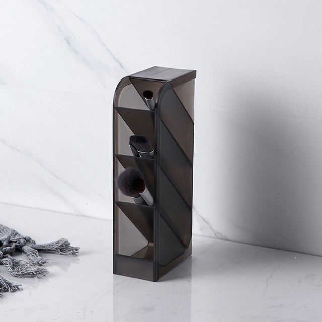 Office Accessories Multi-function 4 Grid Holder Pencil Tube Storage Desk Organizer Pencil Holder: Grey