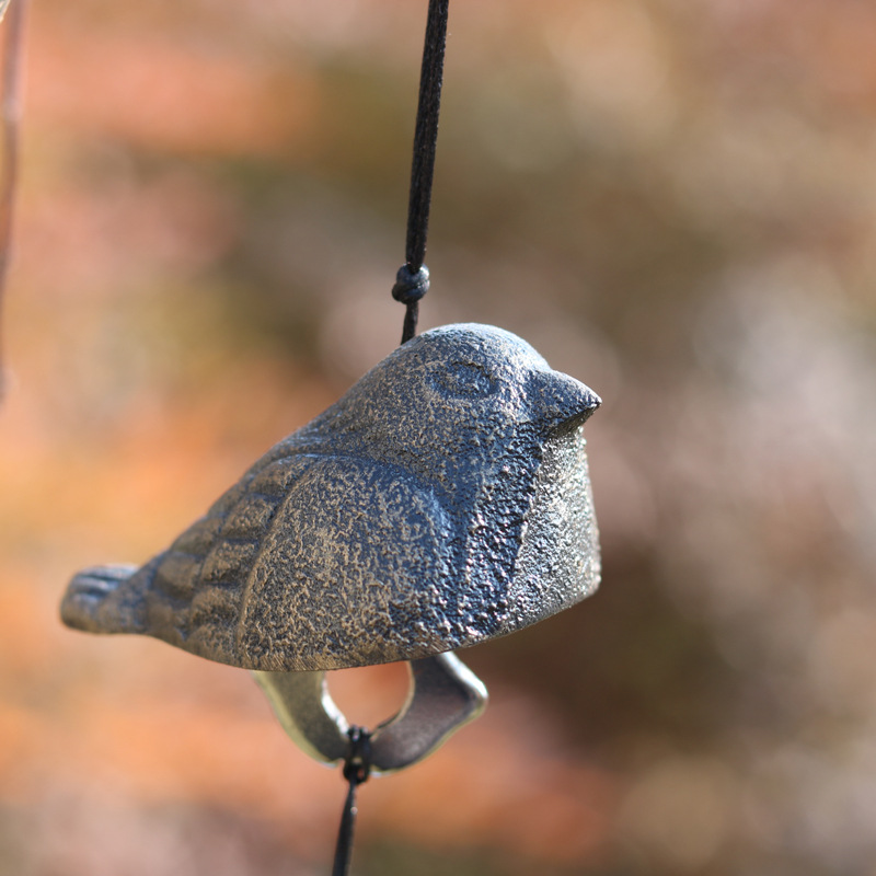 Japanese Cast Iron Birds Blessing Garden Balcony Wind Chime Outdoor Wind Chime Small Bell Vent Temple Praying Good Luck Bell: Default Title