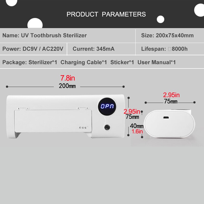 Uv-licht tandenborstel sterilisator, stootvrije tandenborstelhouder, opladen antibacteriële ultraviolet tandenborstel sterilisator doos