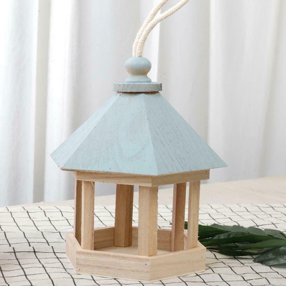 Hanging Bird Feeder Bird House Shaped Garden Outdoor Birdhouse Wooden Parrots House Garden Nest YE