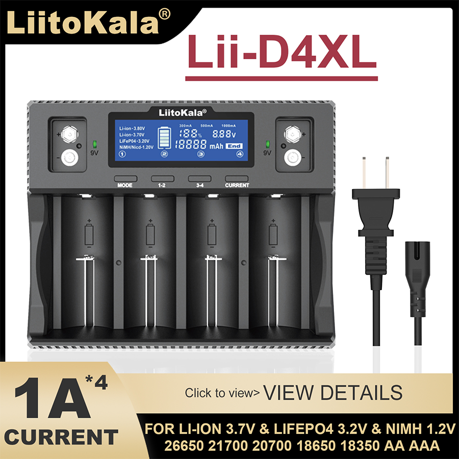 VeitoKala Lii-MP2 Lii-D4XL Lii-C2 18650 21700 Chargeur De Batterie Rechargeable Et Power Bank QC3.0 Entrée/Sortie Affichage Numérique: YELLOW