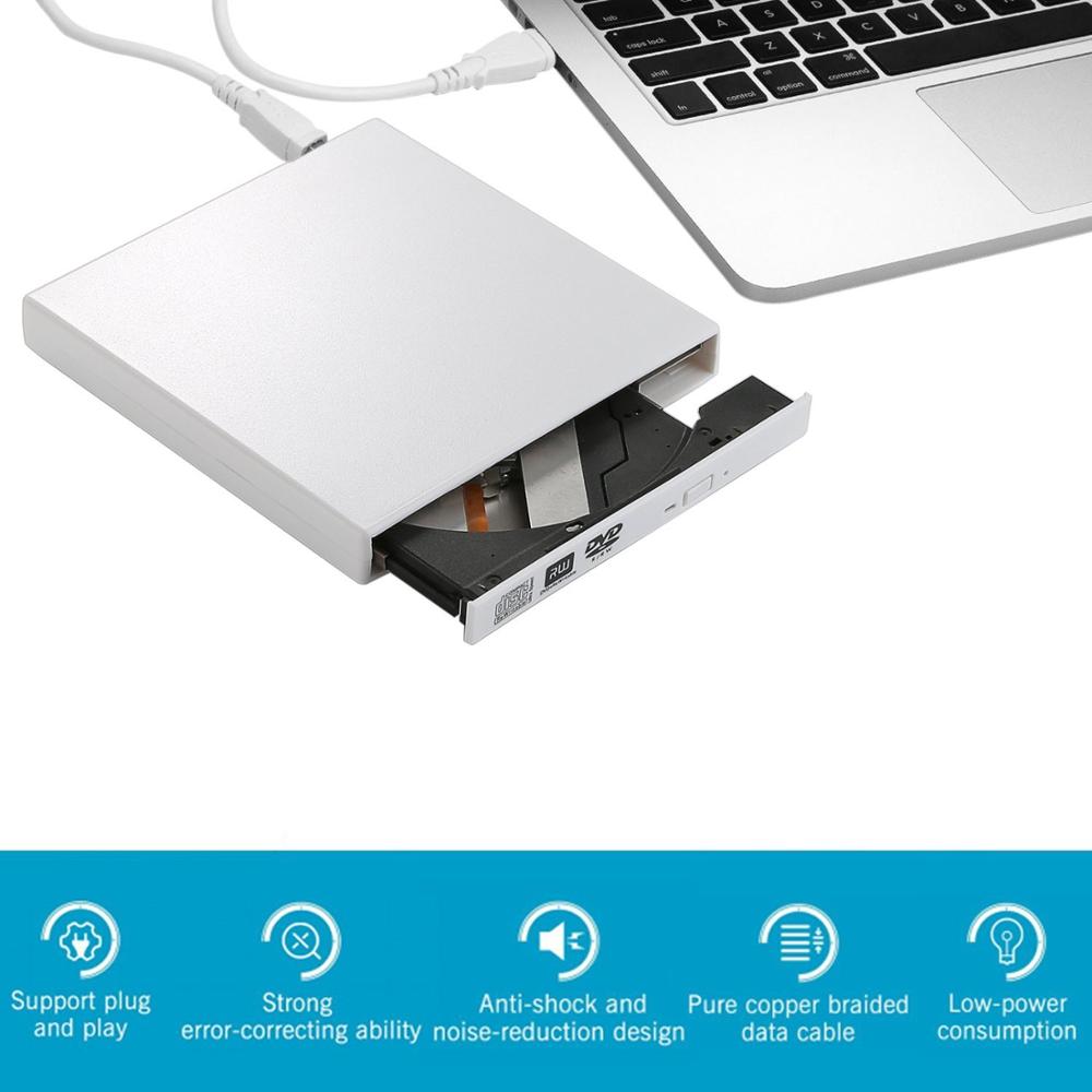 Unidad óptica externa DVD ROM CD RW USB 2,0 reproductor de CD/DVD, Combo lector de escritura portátil para ordenador portátil Windows S7/8/10