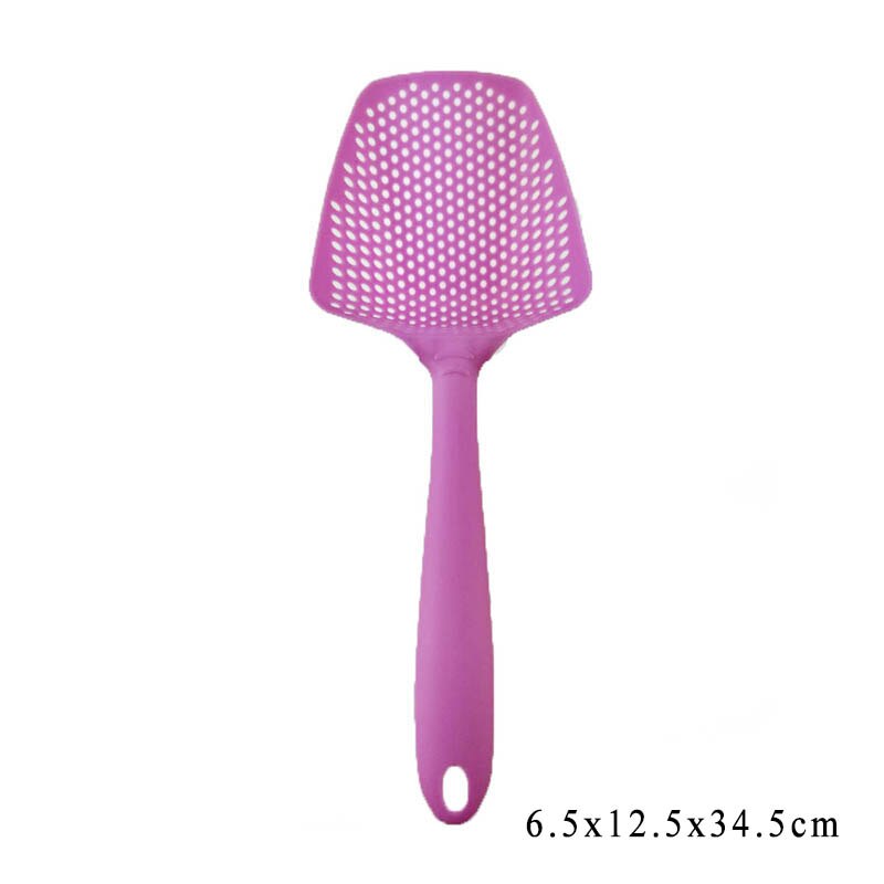 Kleurrijke vergiet lekkende schep filter groentezeef schep plastic draagbare multifunctionele keukenaccessoires filterlepel
