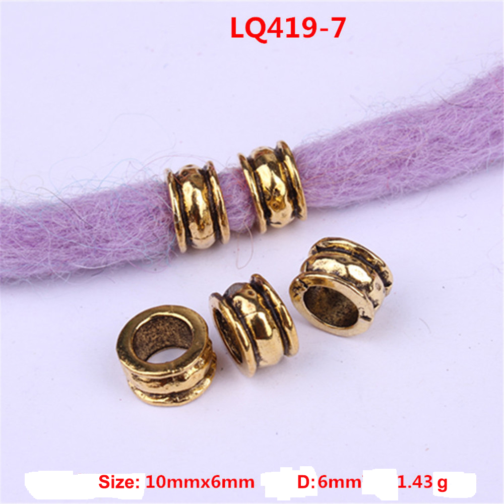 10Stck retro Silber Metall Haar flechten Furcht Dreadlock Bart Perlen Ringe Rohr ca 6mm Innen See Schmuck 15 stil: LQ419-7