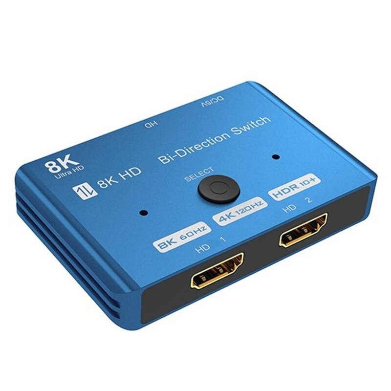 Selector de interruptor bidireccional compatible con HDTV DP1.4, 1 en 2, Salida 2 en 1, caja de conmutador 8k 60hz/ 4k 120hz