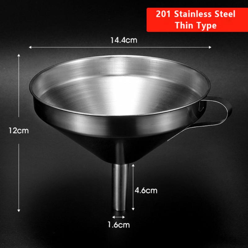 Embudo de cocina de acero inoxidable de tolva para líquidos Metal embudo Filtro de embudo de boquilla para Canning casa herramientas de cocina: C