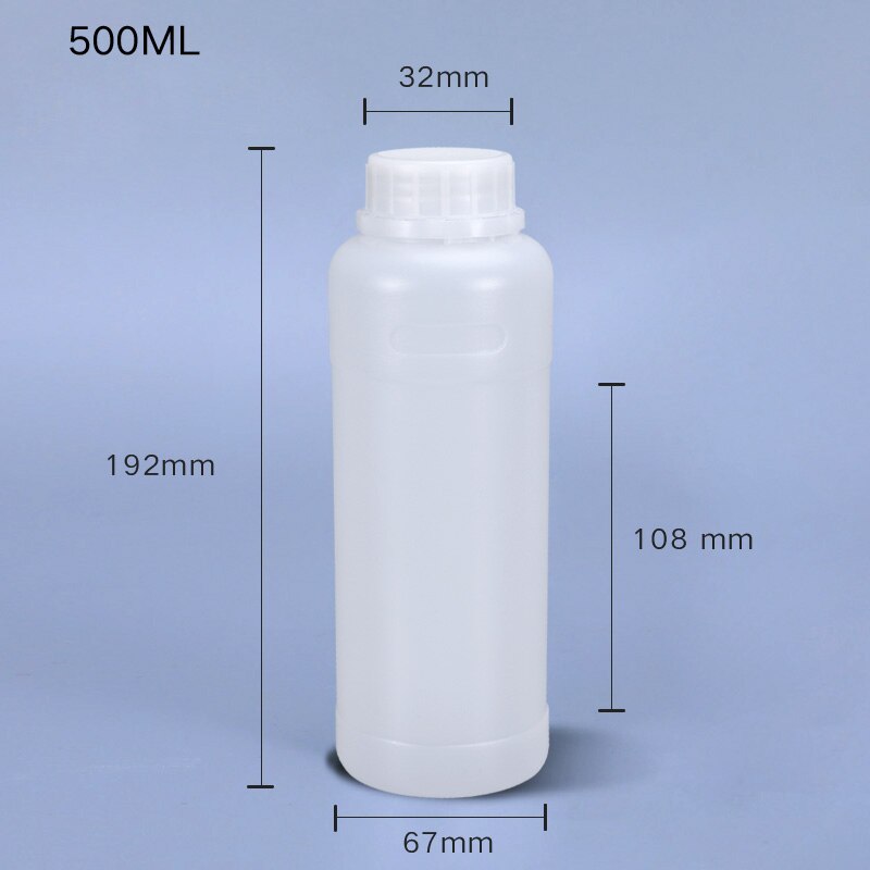 Round Plastic bottle with Lid Empty storage container for Disinfection Alcohol Food Grade HDPE material 1PCS: 500ml translucent
