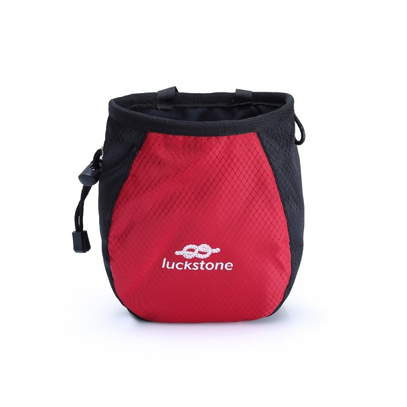 Chalk Bag Magnesium Powder Storage Pouch For Rock Climbing Gym With Drawstring Adjustable Waist Belt: Red