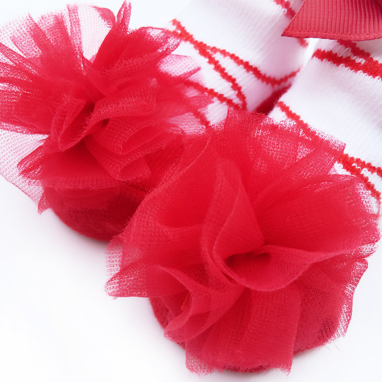 Nuevos calcetines cortos de para bebés y niñas lindos calcetines grandes de de Navidad para niños pequeños de encaje de princesa