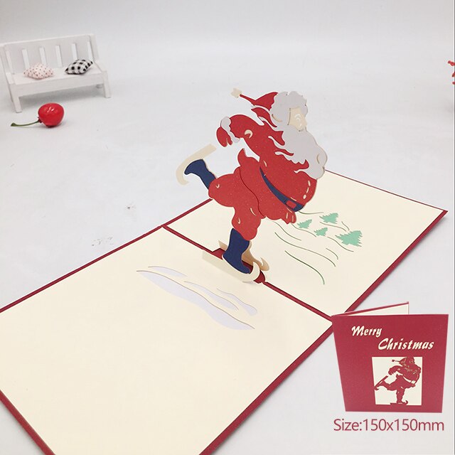 Kerst Kaart 3D Pop Up Kaarten Vrolijk Kerstfeest Winter Wenskaarten Sneeuwvlok