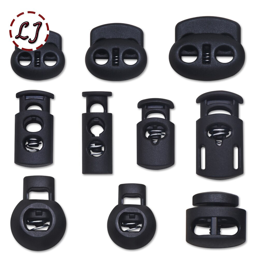 Neue 10 stücke Schnur Schloss Kunststoff Stopper Schnur Enden Schaltet Clip Schnalle Taste Schwarz Frost Schnürsenkel Sportswear DIY Tasche Zubehör