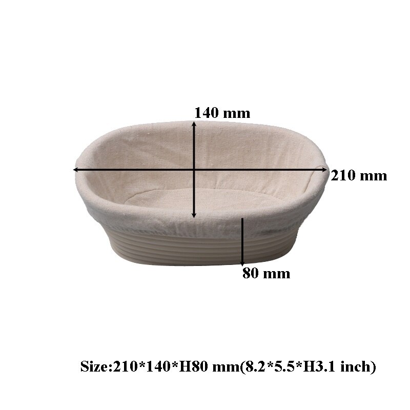Rattan Bread Proofing Basket Natural Oval Rattan Wicker Dough Fermentation Sourdough Banneton Bread Basket With cloth bag: 21X15X8CM