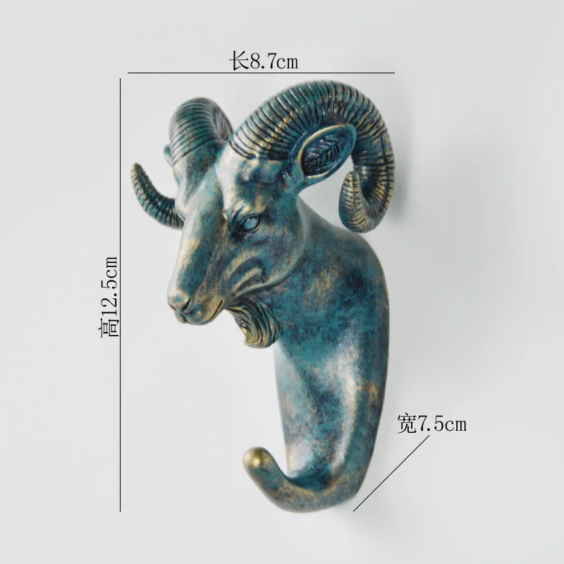 Ganchos con forma de Animal europeo, ciervo, Stags, rinoceronte, caballo, jirafa, cabeza de elefante, colgador de pared, abrigo para sombrero, gancho, soporte para estante, decoración del hogar: Verde claro