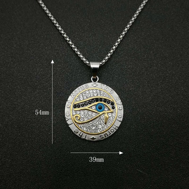 Oude Egypte Het Oog Van Horus Hanger Kettingen Voor Vrouwen En Mannen Gouden Kleur Rvs Ronde Sieraden: 60cm / Rood