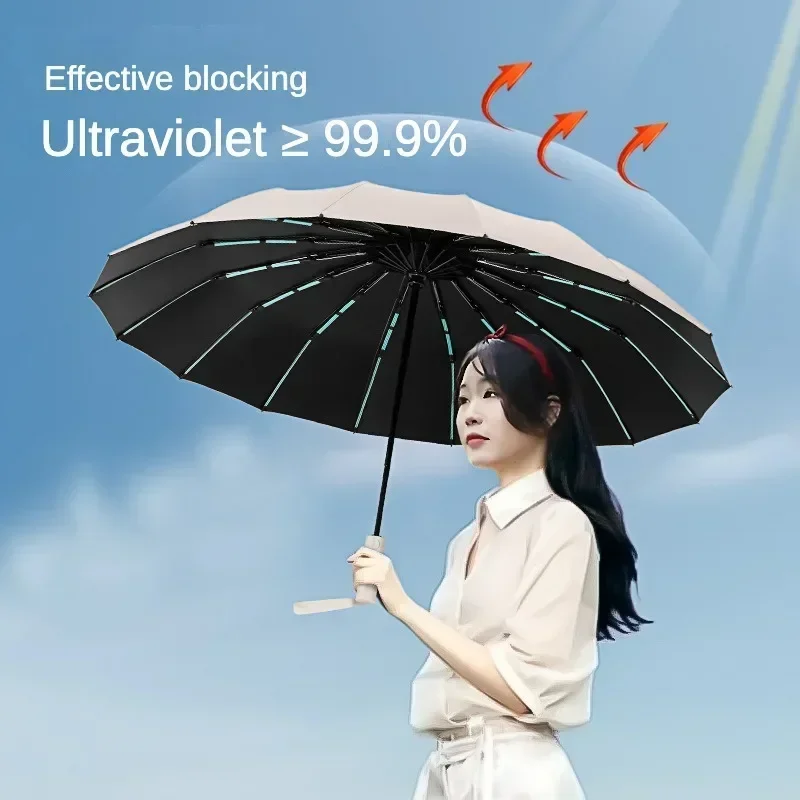 Paraguas refuerido de 80 huesos súper fuerte a prueba de viento con pliegue automático para hombres, paraguas UV grandes impermeables antitormenta para mujeres