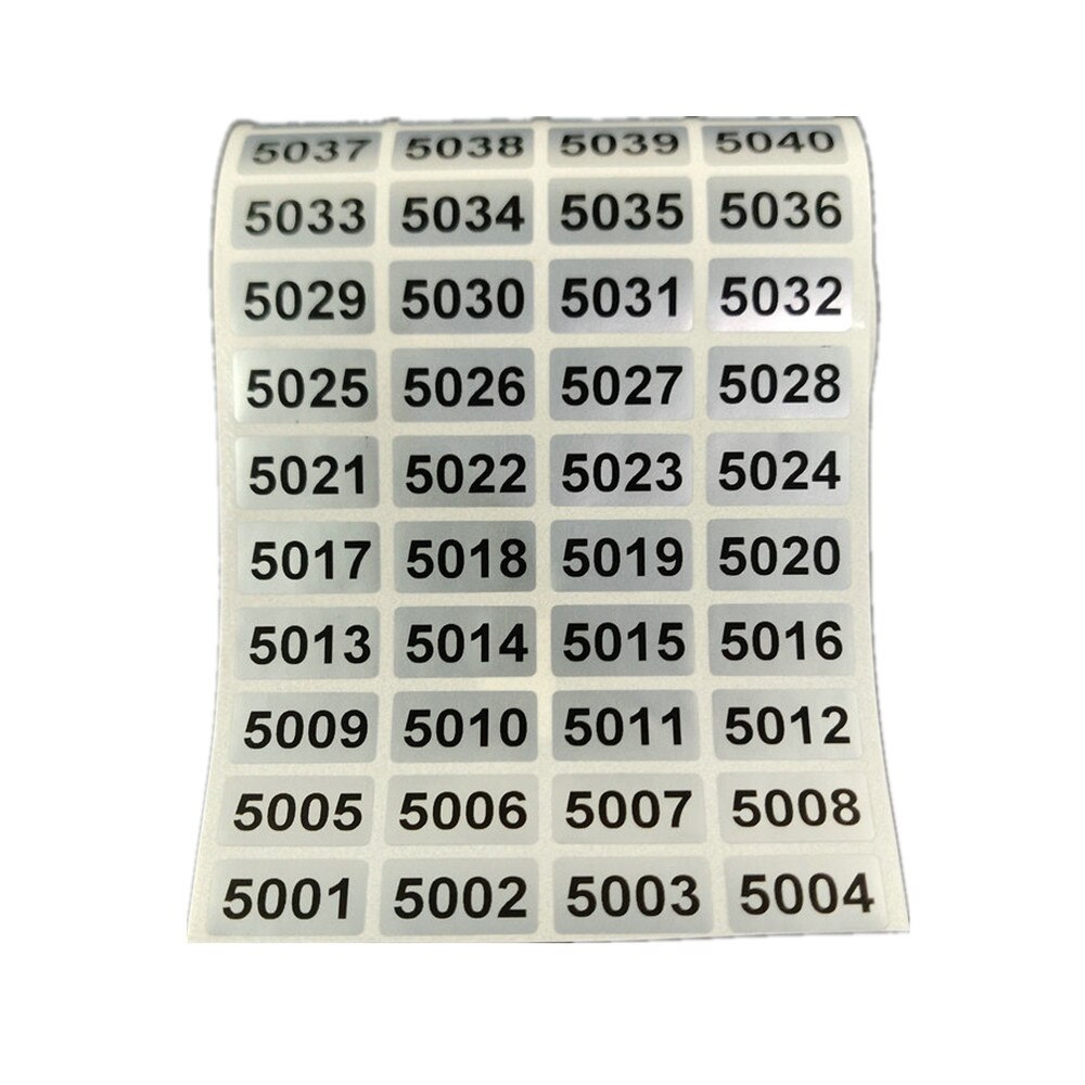 1000 etiketten Fortlaufende Nummer Inventar Lagerung Aufkleber Wasserdicht 20mm x 10mm 001 zu 10000 Für Wahl: 5001 zu 6000