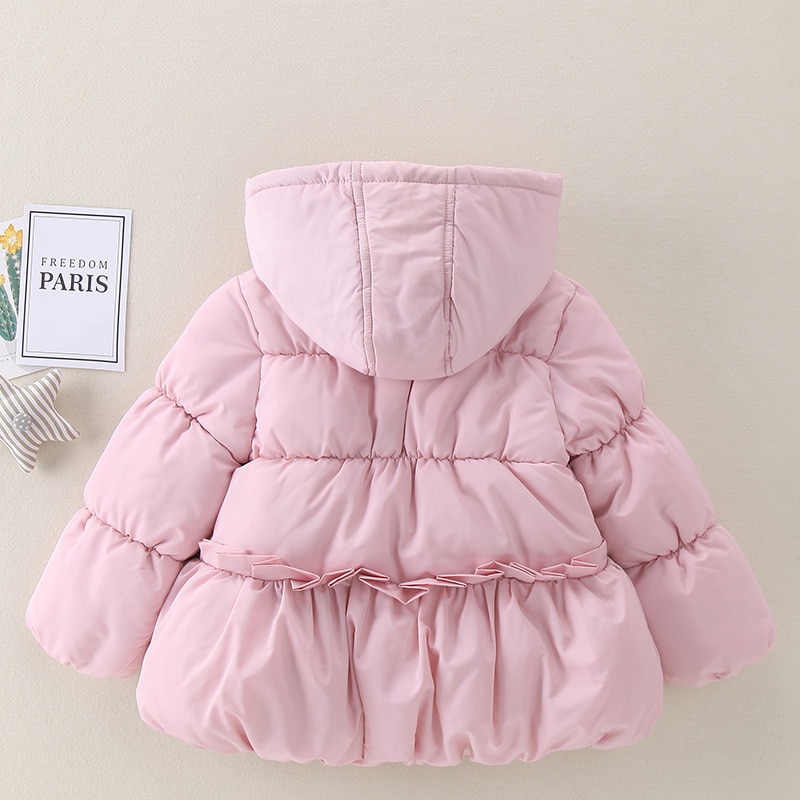 Ins baby piger vinterfrakke børns polstret jakke koreansk børns rene farve lynlås hætteklædte polstret jakke aftagelig hat