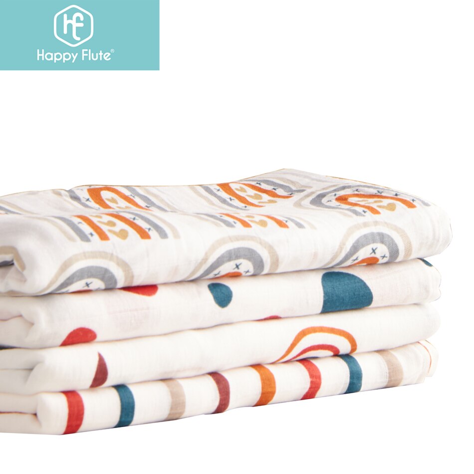 Happyflute 4 Stuks/set Mousseline Baby Inbakeren Dekens Voor Jongens En Meisjes Unisex 100% Premium Mousseline Katoenen Baby Deken 120*120Cm