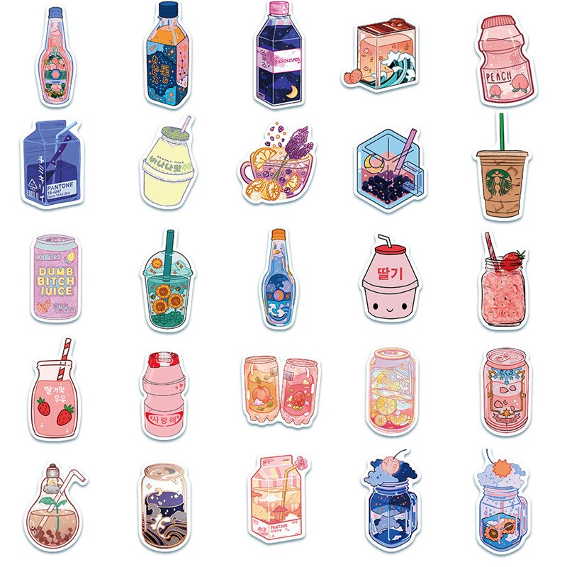 10/30/50 Pcs Leuke En Zoete Voedsel En Drank Fles Stickers Creatieve Handbook Dagboek Mobiele Telefoon Case Decoratie Stickers