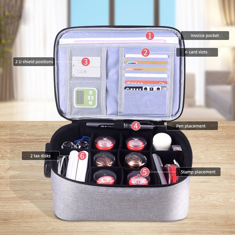 Multi-Purpose Document Storage Briefcase Business Trip Portable Official Seal File Organize Bag Travel Certificates Handbag Item