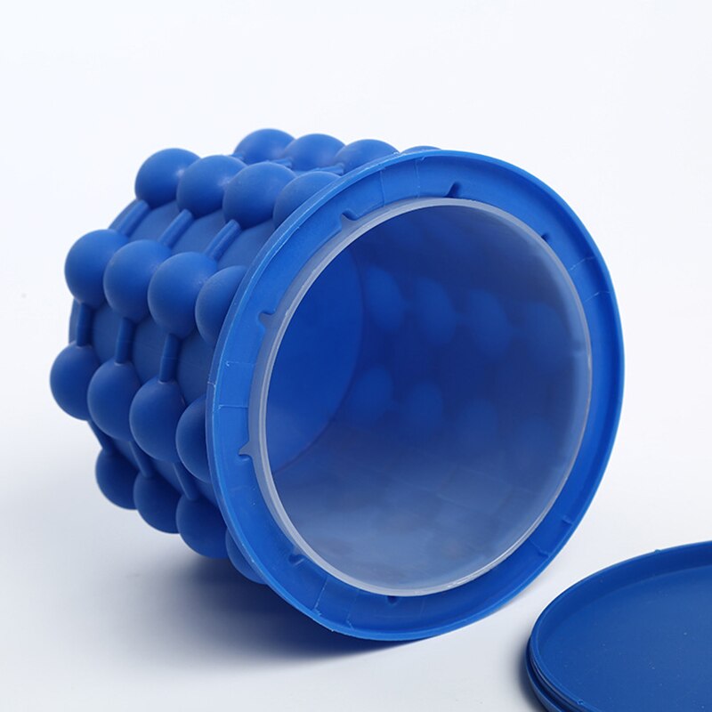 Outdoor round plastic ice bucket with lid Silicone ice bucket Bar double-layer champagne wine beer bucket