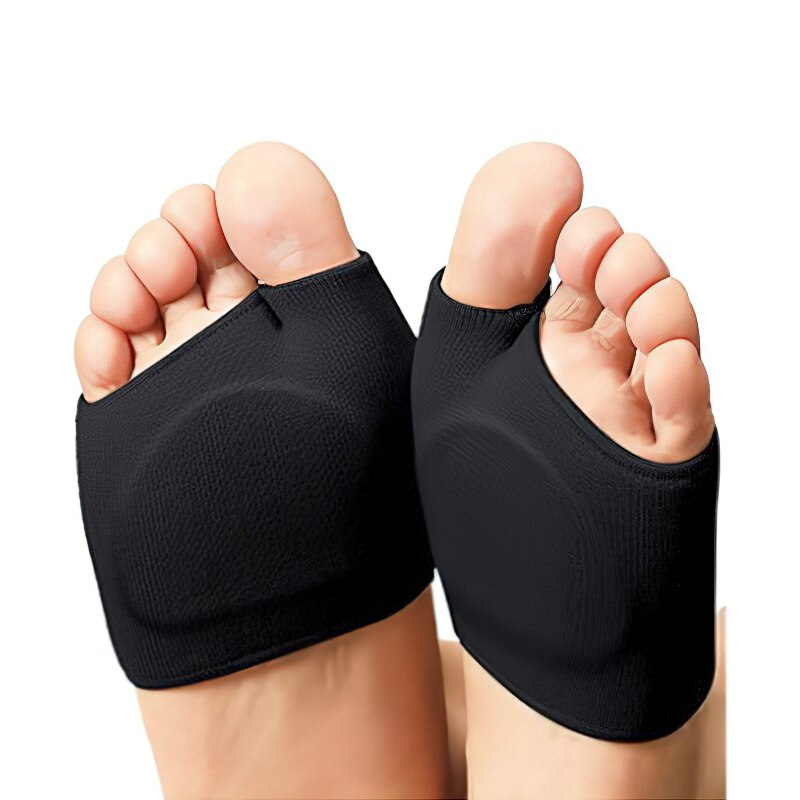 Silikon Gel Halbe Einlegesohlen für Mittelfuß Vorfuß Schmerzen Linderung Schuh Pads Ball von Fuß Kissen Für Hallux Valgus Korrektor Socken: Schwarz / M