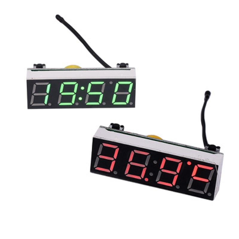 Mini 3 in 1 bil elektrisk ur termometer voltmeter led display digital timer voltmeter interiør elektronisk tilbehør